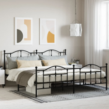 vidaXL fekete fém ágykeret fej- és lábtámlával 200 x 200 cm ágy és ágykellék