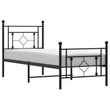 vidaXL fekete fém ágykeret fej- és lábtámlával 75 x 190 cm (374347) ágy és ágykellék
