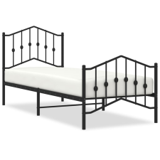 vidaXL fekete fém ágykeret fej- és lábtámlával 80 x 200 cm (373798) ágy és ágykellék