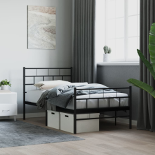 vidaXL fekete fém ágykeret fej- és lábtámlával 90 x 190 cm ágy és ágykellék
