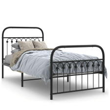 vidaXL fekete fém ágykeret fej- és lábtámlával 90 x 190 cm ágy és ágykellék