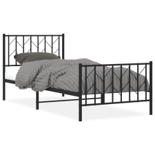 vidaXL fekete fém ágykeret fej- és lábtámlával 90 x 190 cm (374447) ágy és ágykellék