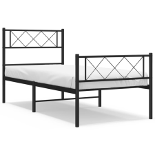 vidaXL fekete fém ágykeret fej- és lábtámlával 90 x 200 cm (372288) ágy és ágykellék