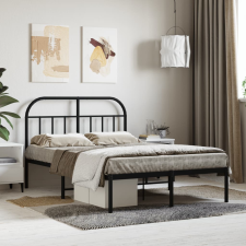 vidaXL fekete fém ágykeret fejtámlával 120 x 200 cm ágy és ágykellék