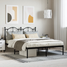 vidaXL fekete fém ágykeret fejtámlával 140 x 190 cm ágy és ágykellék