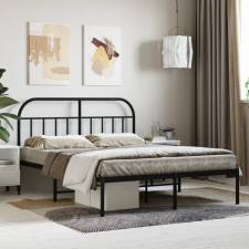 vidaXL fekete fém ágykeret fejtámlával 140 x 190 cm ágy és ágykellék