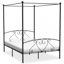vidaXL Fekete fém baldachinos ágykeret 140 x 200 cm ágy és ágykellék