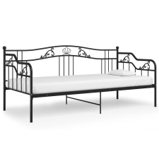 vidaXL fekete fém kanapéágykeret 90 x 200 cm (324761) - Ágyak és ágykeretek ágy és ágykellék
