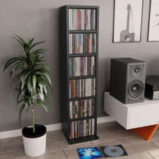 vidaXL Fekete forgácslap CD-tartó szekrény 21 x 20 x 88 cm bútor