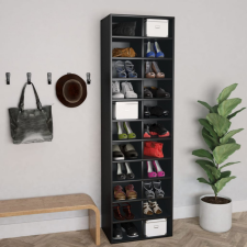 vidaXL Fekete forgácslap cipősszekrény 54 x 34 x 183 cm munkavédelmi cipő
