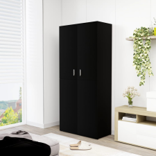 vidaXL fekete forgácslap cipősszekrény 80 x 39 x 178 cm bútor