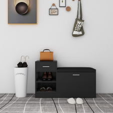 vidaXL fekete forgácslap cipőtároló pad 94,5 x 31 x 57 cm bútor