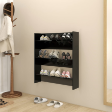 vidaXL fekete forgácslap fali cipősszekrény 80 x 18 x 90 cm bútor
