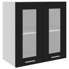vidaXL fekete forgácslap függő üvegszekrény 60 x 31 x 60 cm (802522) bútor