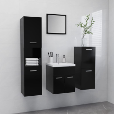 vidaXL fekete forgácslap fürdőszobai bútorszett fürdőszoba bútor