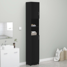 vidaXL fekete forgácslap fürdőszobaszekrény 32 x 25,5 x 190 cm fürdőszoba bútor