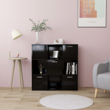 vidaXL fekete forgácslap könyvszekrény 90 x 30 x 90 cm bútor