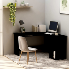 vidaXL Fekete forgácslap L-alakú sarok-íróasztal 120 x 140 x 75 cm íróasztal