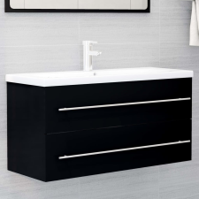 vidaXL fekete forgácslap mosdószekrény 100 x 38,5 x 48 cm fürdőszoba bútor