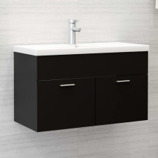 vidaXL fekete forgácslap mosdószekrény 80 x 38,5 x 46 cm fürdőszoba bútor