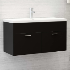 vidaXL fekete forgácslap mosdószekrény beépített mosdókagylóval fürdőszoba bútor
