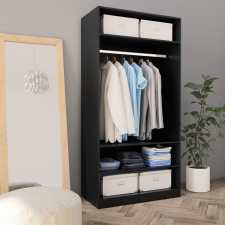 vidaXL fekete forgácslap ruhásszekrény 100 x 50 x 200 cm bútor
