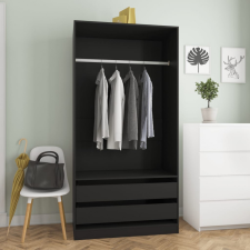 vidaXL fekete forgácslap ruhásszekrény 100 x 50 x 200 cm bútor