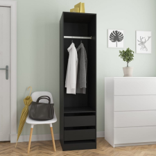 vidaXL Fekete forgácslap ruhásszekrény fiókokkal 50 x 50 x 200 cm bútor