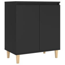 vidaXL fekete forgácslap tálalószekrény tömör falábakkal 60x35x70 cm (806068) bútor