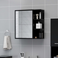 vidaXL fekete forgácslap tükrös fürdőszoba szekrény 62,5x20,5x64 cm fürdőszoba bútor