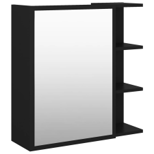 vidaXL fekete forgácslap tükrös fürdőszoba szekrény 62,5x20,5x64 cm (803309) fürdőszoba bútor