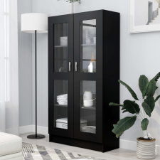 vidaXL fekete forgácslap vitrinszekrény 82,5 x 30,5 x 150 cm bútor
