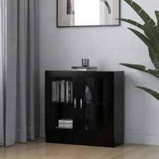 vidaXL fekete forgácslap vitrinszekrény 82,5 x 30,5 x 80 cm bútor