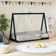 vidaXL fekete gyerek tömör fenyőfa ágykeret 80 x 160 cm ágy és ágykellék