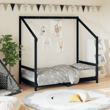 vidaXL fekete gyerek tömör fenyőfa ágykeret 80 x 160 cm ágy és ágykellék