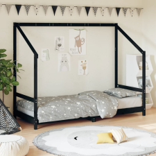 vidaXL fekete gyerek tömör fenyőfa ágykeret 80 x 200 cm ágy és ágykellék