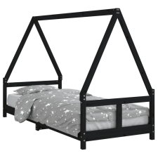 vidaXL fekete gyerek tömör fenyőfa ágykeret 80 x 200 cm (834452) gyermekbútor