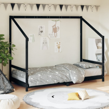 vidaXL fekete gyerek tömör fenyőfa ágykeret 90 x 190 cm ágy és ágykellék