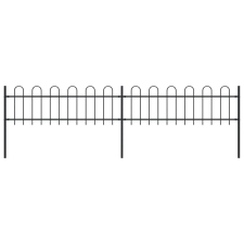 vidaXL fekete hajlított tetejű acélkerítés 3,4 x 0,6 m kerti dekoráció