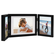 vidaXL Fekete háromszárnyas fényképkeret 22x15 cm + 2x(10x15 cm) fényképkeret