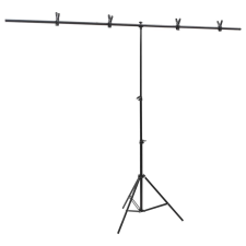 vidaXL fekete háttér állvány T-alakú 201x60x(70-200) cm háttérkarton