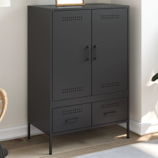 vidaXL fekete hidegen hengerelt acél magasszekrény 68 x 39 x 101,5 cm bútor