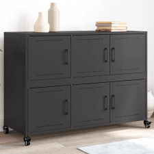 vidaXL fekete hidegen hengerelt acél tálalószekrény 100,5 x 39 x 72 cm bútor
