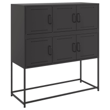 vidaXL fekete hidegen hengerelt acél tálalószekrény 100,5x39x107 cm bútor