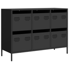 vidaXL fekete hidegen hengerelt acél tálalószekrény 101,5x39x73,5 cm (851262) bútor
