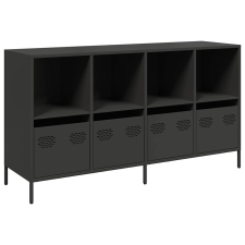 vidaXL fekete hidegen hengerelt acél tálalószekrény 135x39x73,5 cm (3307161) bútor