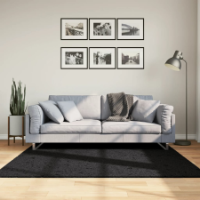 vidaXL fekete hosszú szálú bozontos modern szőnyeg 160 x 160 cm lakástextília