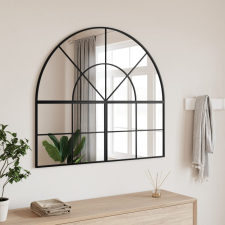 vidaXL fekete ívelt vas fali tükör 100x90 cm bútor