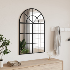 vidaXL fekete ívelt vas fali tükör 60 x 30 cm bútor