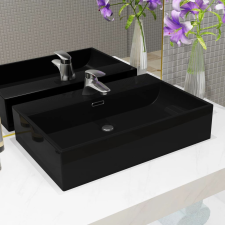 vidaXL fekete kerámia mosdó csaplyukkal 76 x 42,5 x 14,5 cm fürdőszoba kiegészítő